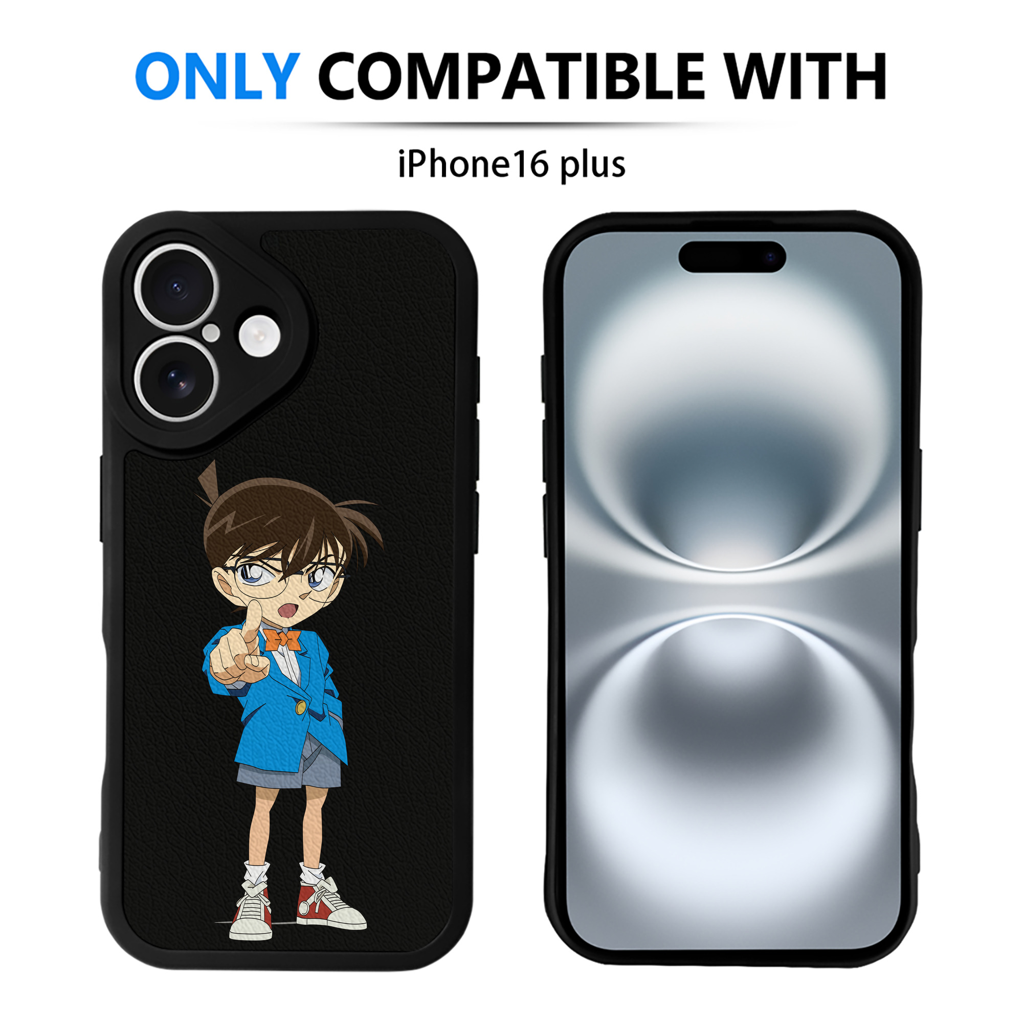 （画像用） 名探偵コナン 江戸川 コナン Detective Conan Conan Edogawa 【iPhone 16シリーズ対応】シリコンスマホケース（レザー調） 材質：シリコン